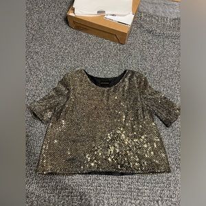 VINTAGE gold sequins (inside black) t-shirt - Italian Brand - one size